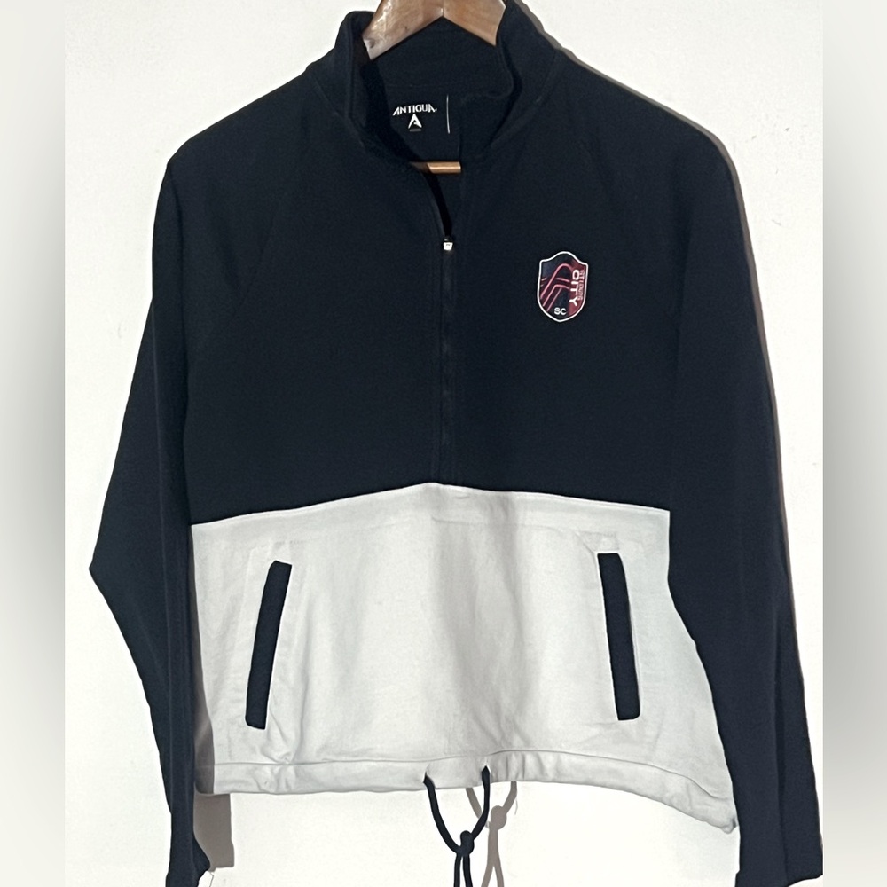 Antigua Black and White Half-Zip Pullover Sweatshirt